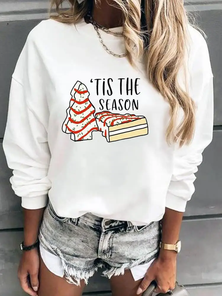 

Merry Christmas Pullovers For Women Happy New Year Fashion Funny Cute Cartoon Print Female Clothing Graphic Sweatshirts