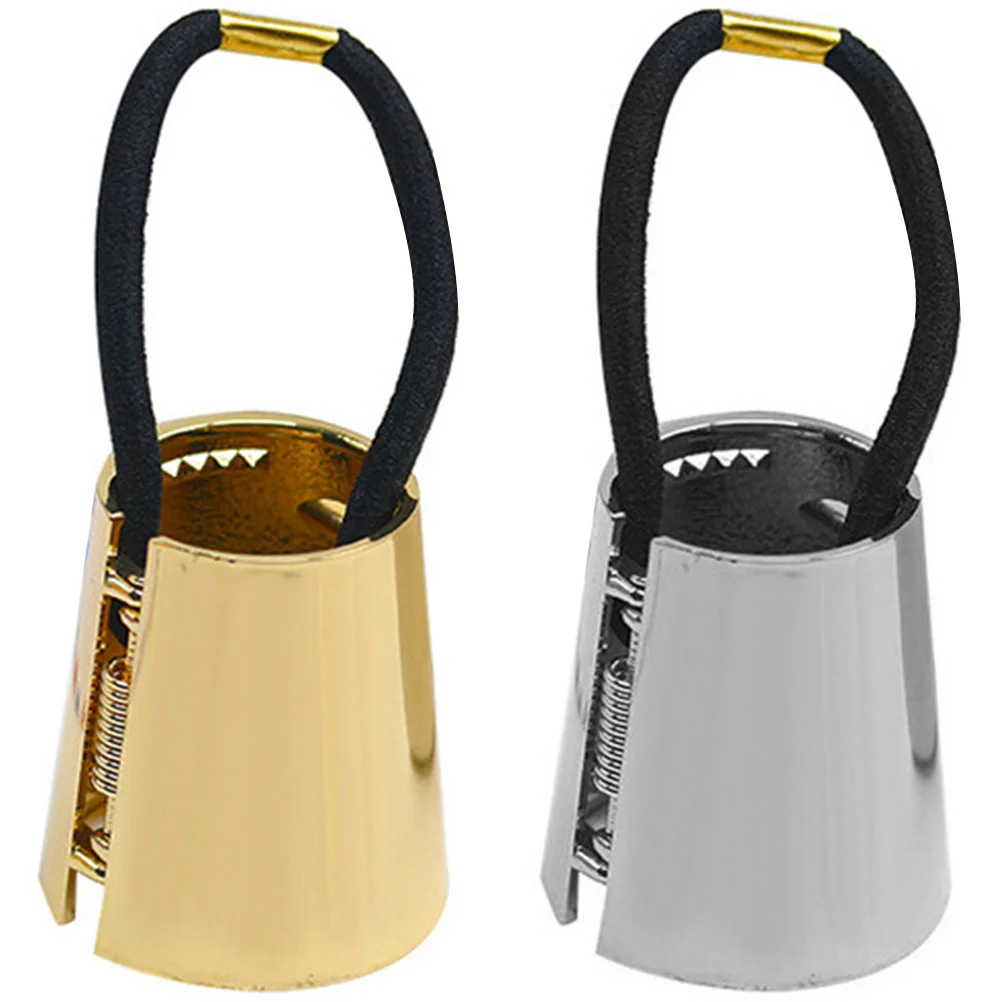 

2 Pcs Hair Tie Ponytail Button Wrap Holders Cuff Elastic Rope Metal Hairband Accessories Women Alloy Ties Miss For