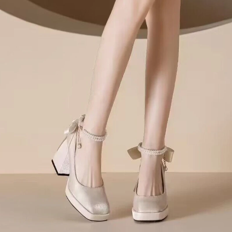 Новинка 2024 женские удобные туфли Мэри Джейн на высоком каблуке вечерние