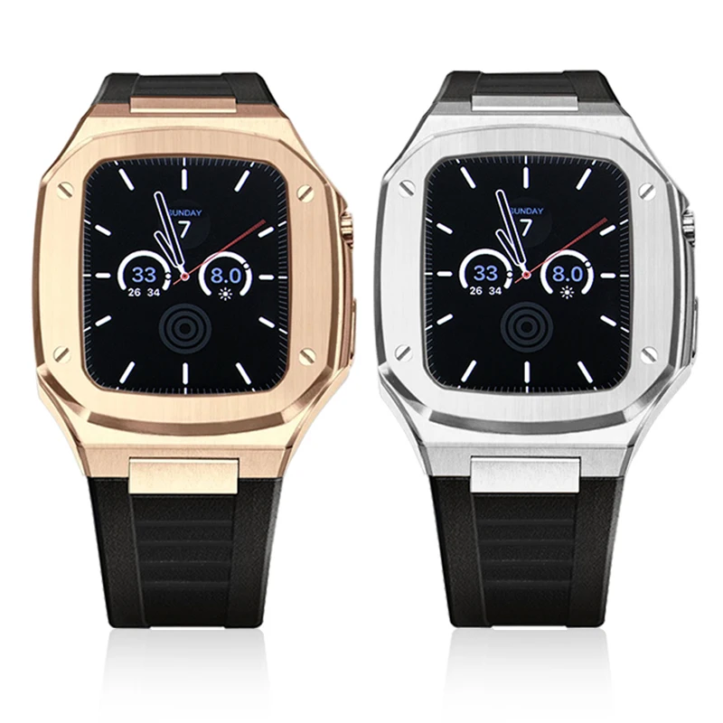 Ремешок и чехол из нержавеющей стали для Apple Watch 45 мм 44 модифицированный