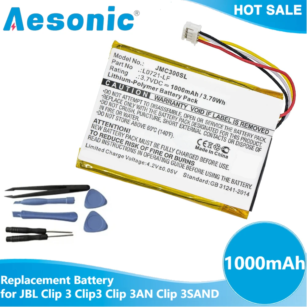 Новая оригинальная сменная батарея для динамика 1000 мАч JBL Clip 3 Clip3 3AN 3SAND литиевая