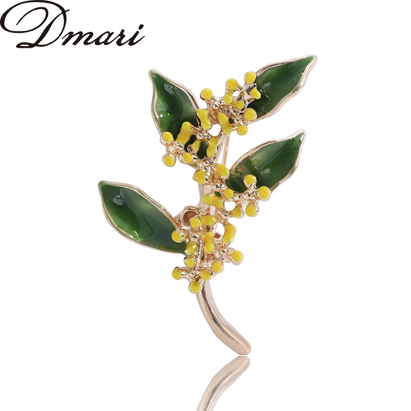 

Dmari Women Brooch Enamel Pin Classy Osmanthus Branch Lapel Pins Flower Badge Office Party Accessories Jewelry For Clothing
