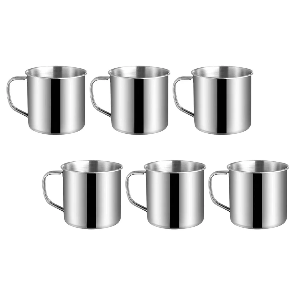 

6 Pcs Stainless Coffee Mug Steel Drinking Cup Cups Western Mugs Soup Kids Toddler