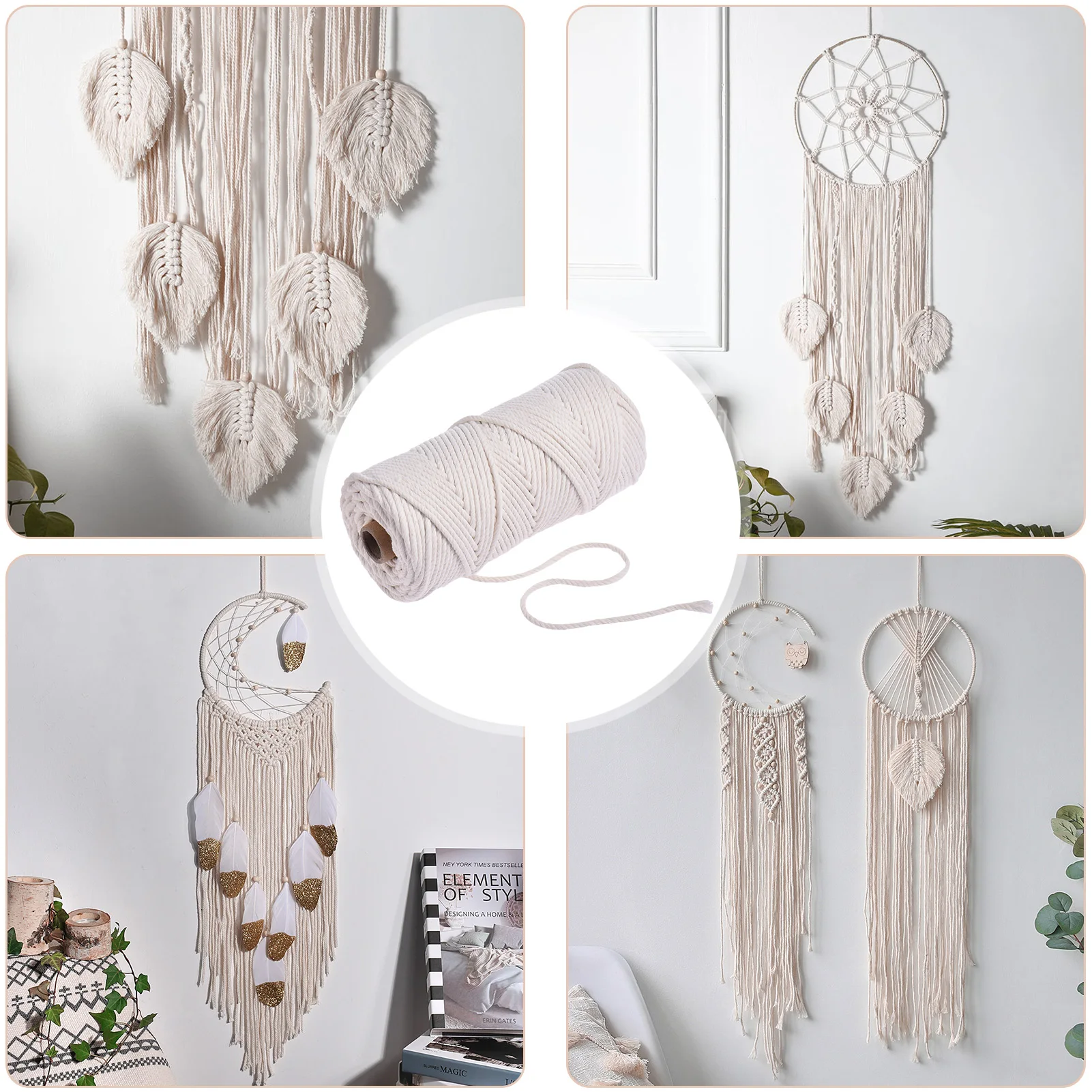 

Набор для макраме, 109 ярдов, набор хлопковых веревок для макраме на стену, вешалки для растений, товары для творчества, макраме с деревянными ...