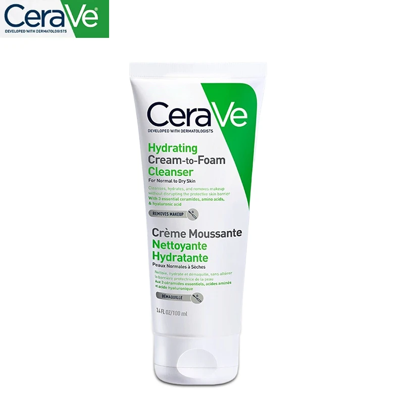 

Cerave Foam Amino Acid Cleanser Hydrating Face Cleaning Cream Whitening Moisturizing Shrink Pores Makeup Removal 100ml