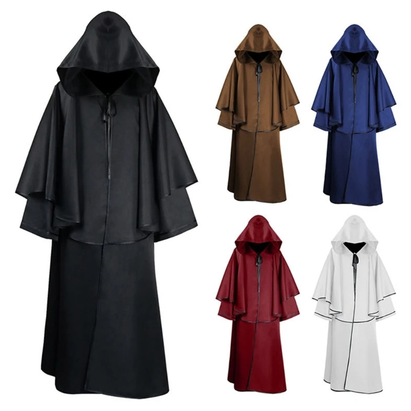 

Fancy Hooded Party Wizard Witch Mantle Magician Outfits Cloak Halloween Women Men Cape Vampires Robes Cosplays Costumes