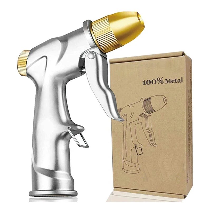 

Upgrade Garden Hose Nozzle Sprayer 100% Heavy Duty Metal Handheld Water Nozzle High Pressure Plants Lawn Car Washing Patio Pet