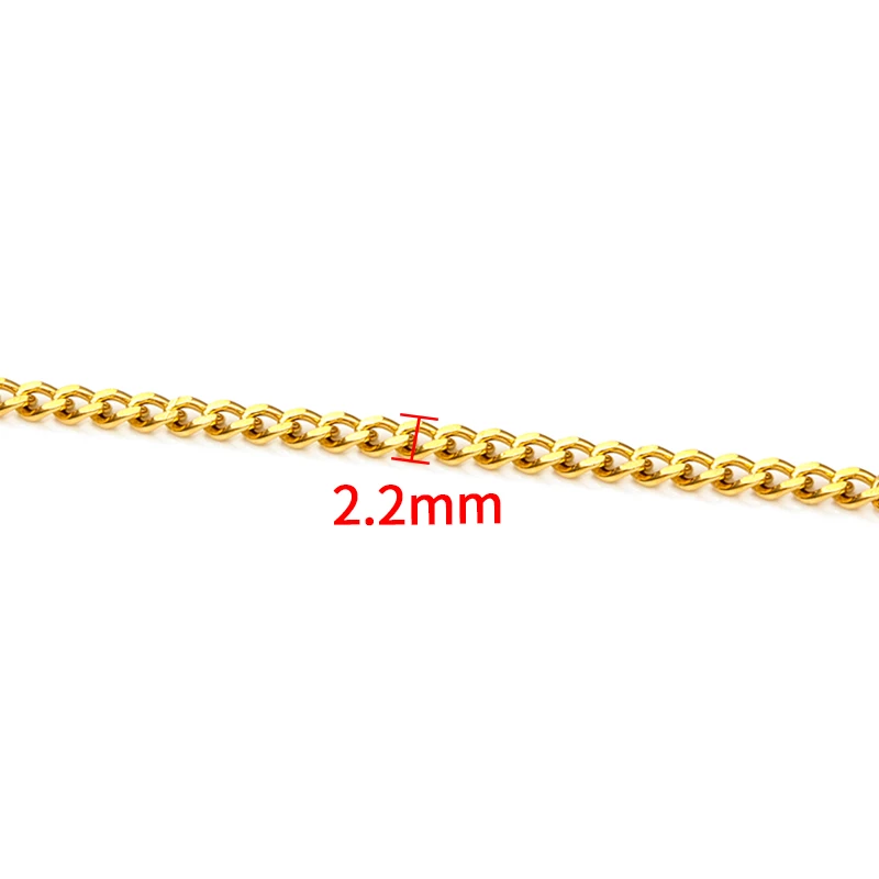 New Width 2.2mm/3mm Plated-Gold Cuban Chains Stainless Steel Ornament Jewellery Making Supplies Accessorie DIY Fashion Style