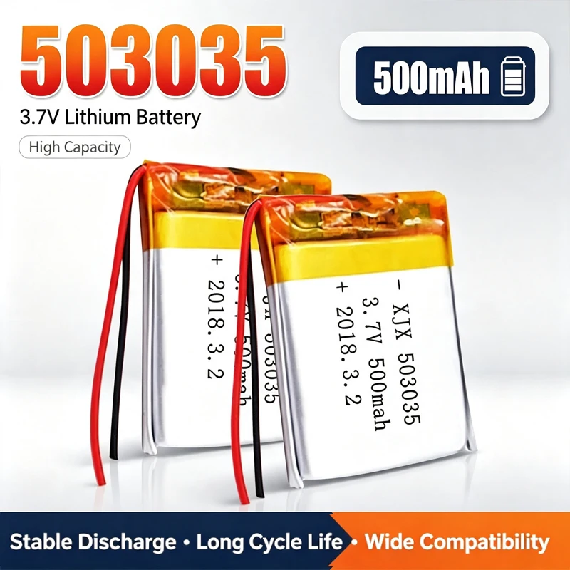 Фото Аккумулятор литий-полимерный перезаряжаемый 3.7V 500mAh (503035) для GPS-устройств, DVD-плееров, автомобильных видеорегистраторов, очистителей воздуха, смарт-часов, Bluetooth-гарнитур №2