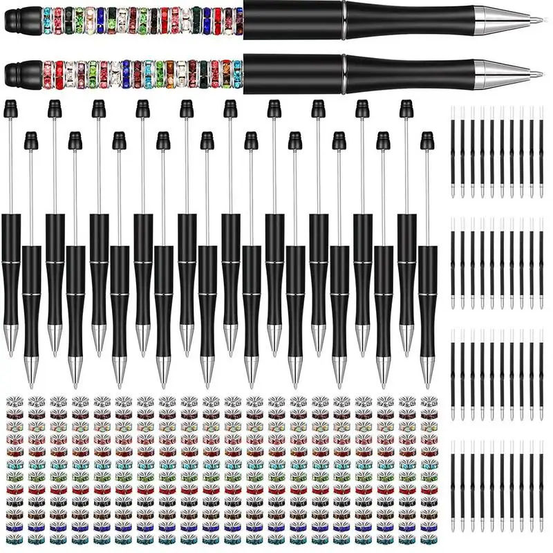 

Assorted Bead Pens Light And Smooth Beadable Pen 20 Bead Pens 40 Black Refills And 240 Bright Spacer Beads DIY Bead Pen For Back