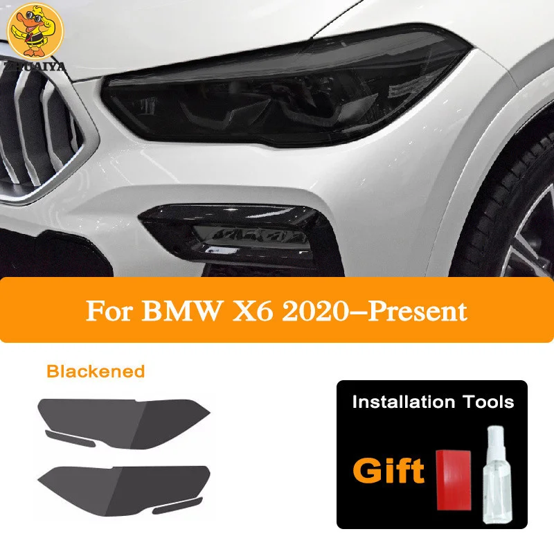

For BMW X6 G06 2020 Present Pre-Cut Car Headlight Tint Smoked Black Protective Film Protection Transparent PPFfilm