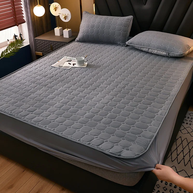 

Мягкий стеганый чехол для матраса из чистого хлопка, антибактериальный чехол размера King Size, индивидуальный защитный чехол для кровати, наволочка в комплект не входит