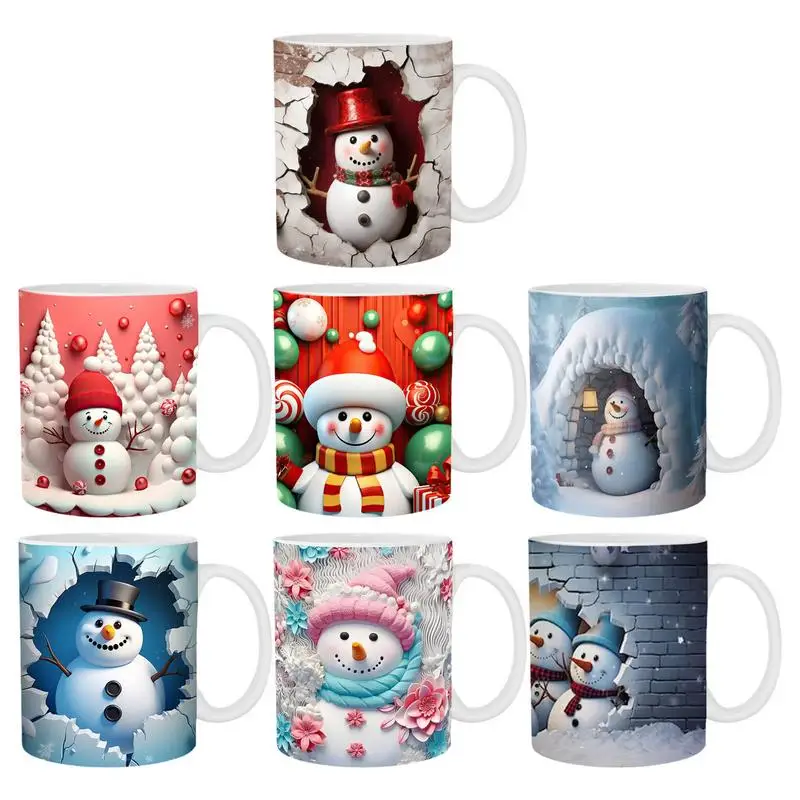 

Christmas Snowman Mug 3D Christmas Snowman ceramic coffee mug tea cup Lovely Printed Ceramic Coffee Mugs drinkware supplies