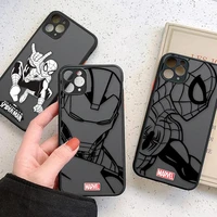 marvel shockproof matte case for apple iphone 11 12 13 pro max xr xs x 6 s 7 8 plus se mini clear cases cover ironman spider man
