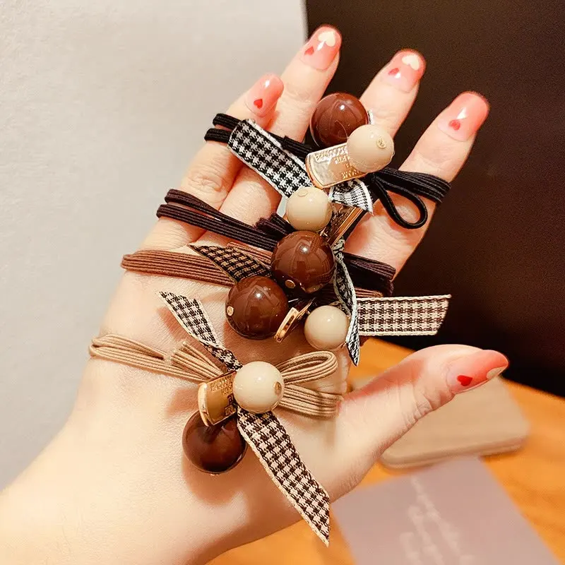 

5 шт./набор, резинки для волос с бусинами