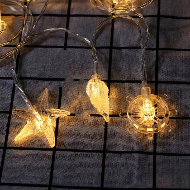 

Conch LED String Lights Cartoon Leds Light for Child Bedroom Anchor Cute Funny Wall Decoration Indoor Garland Curtain Guirlande