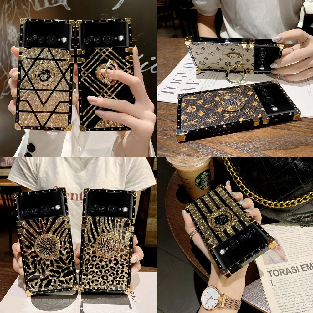 Чехол для Google Pixel 7 роскошный кожаный чехол с леопардовым принтом и держателем на