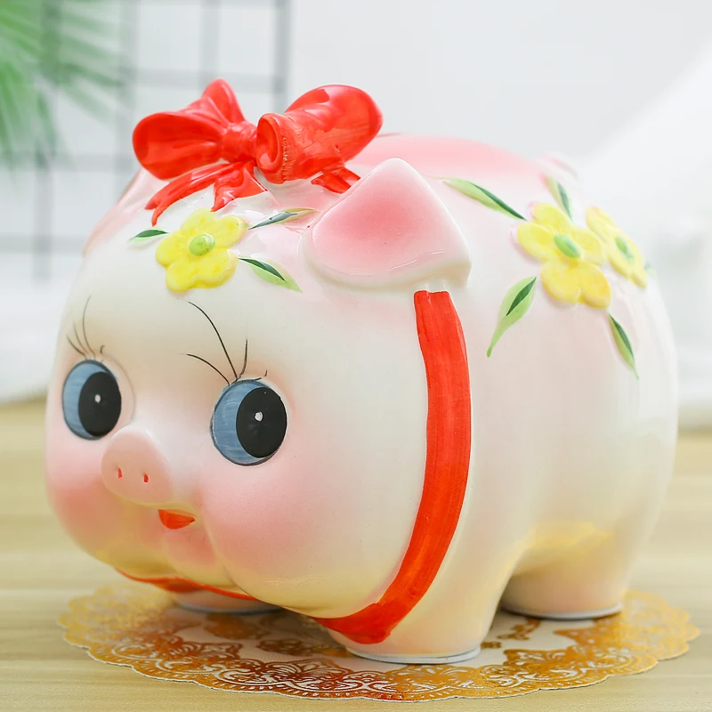 Сейф Coin Money Box Kids Paper Creative Ceramic Cute Ornament Pig Piggy Bank Living Room Tirelire Home Decoration