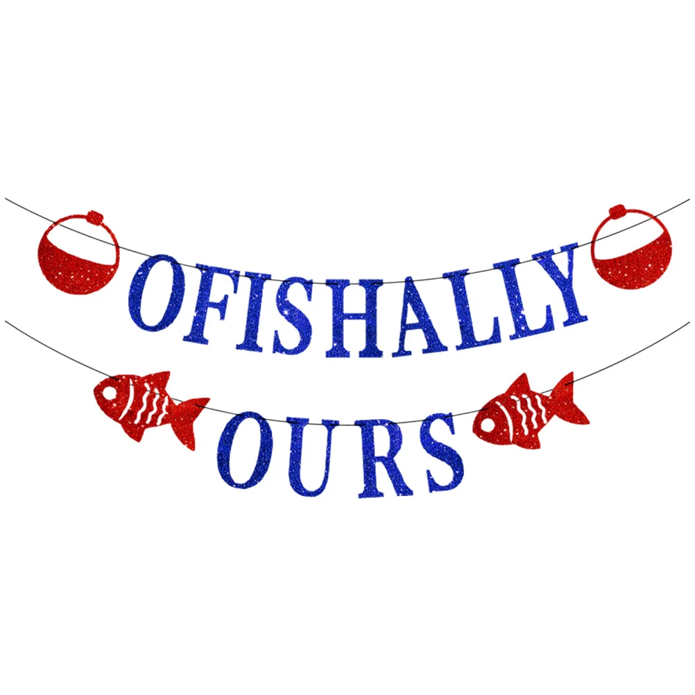 

Banner Party Birthdayofishally One Fisherman Happy Decor Hangingsupplies Glitter Blue Decorations Bunting Garland Decoration