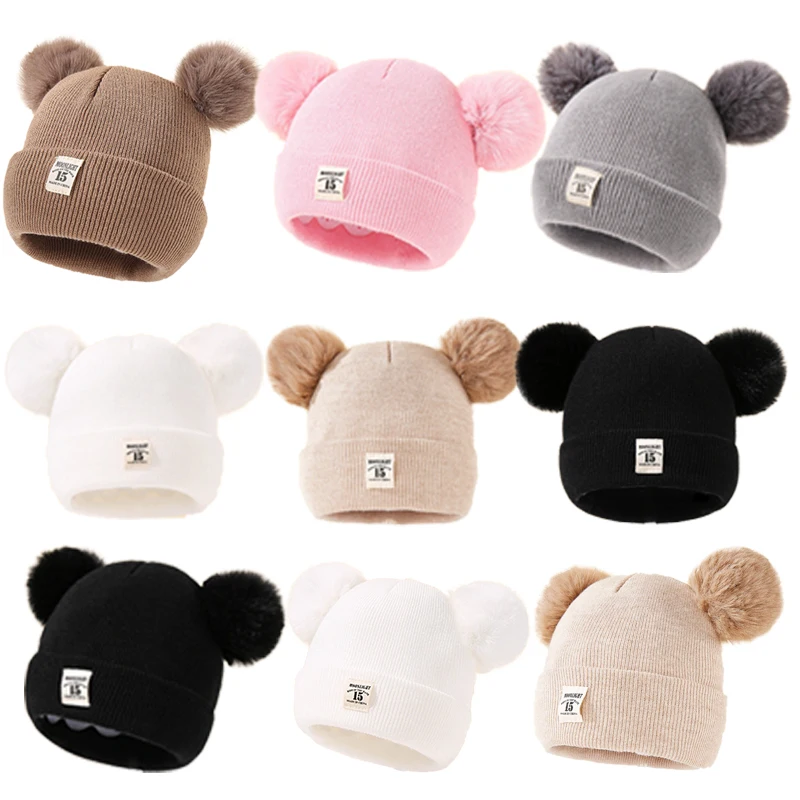 

Pom Pom Baby Hats Kids Winter Knit Beanie Hats Children Warm Knitted Caps Toddler Bonnet for 0-3Years Boys Girls Accessories