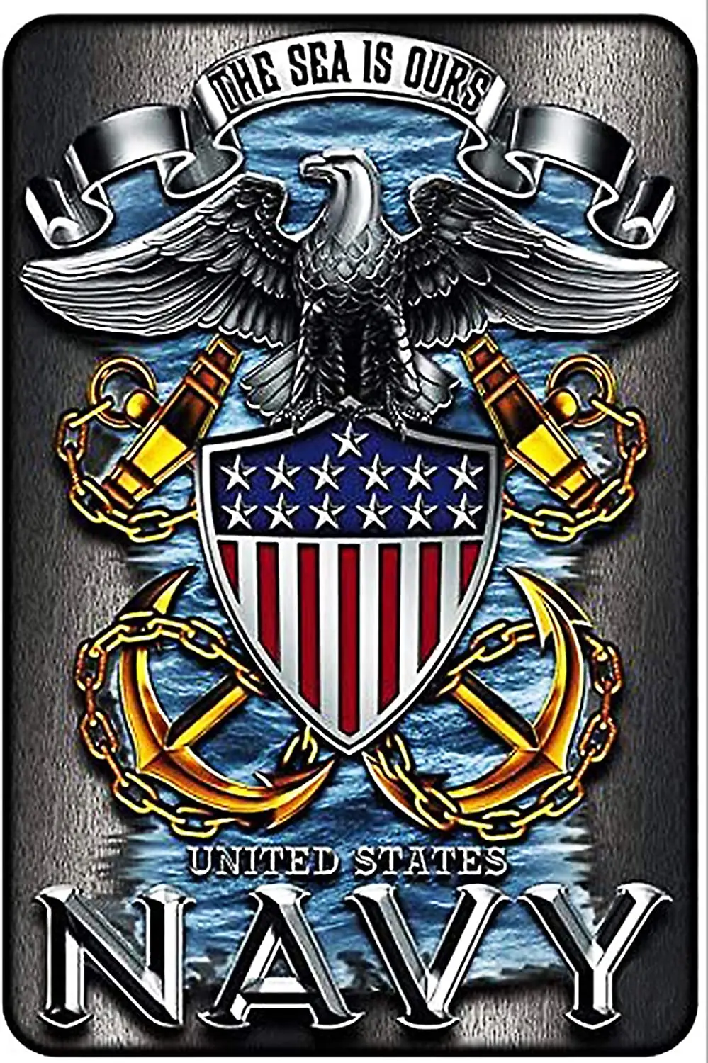 

WallDécorSignsMetalSign (темно-синий полный принт орла) парковочный знак и темно-синий человек пещера Декор-8x12 металлический настенный художественный Декор NavySeal металлический знак