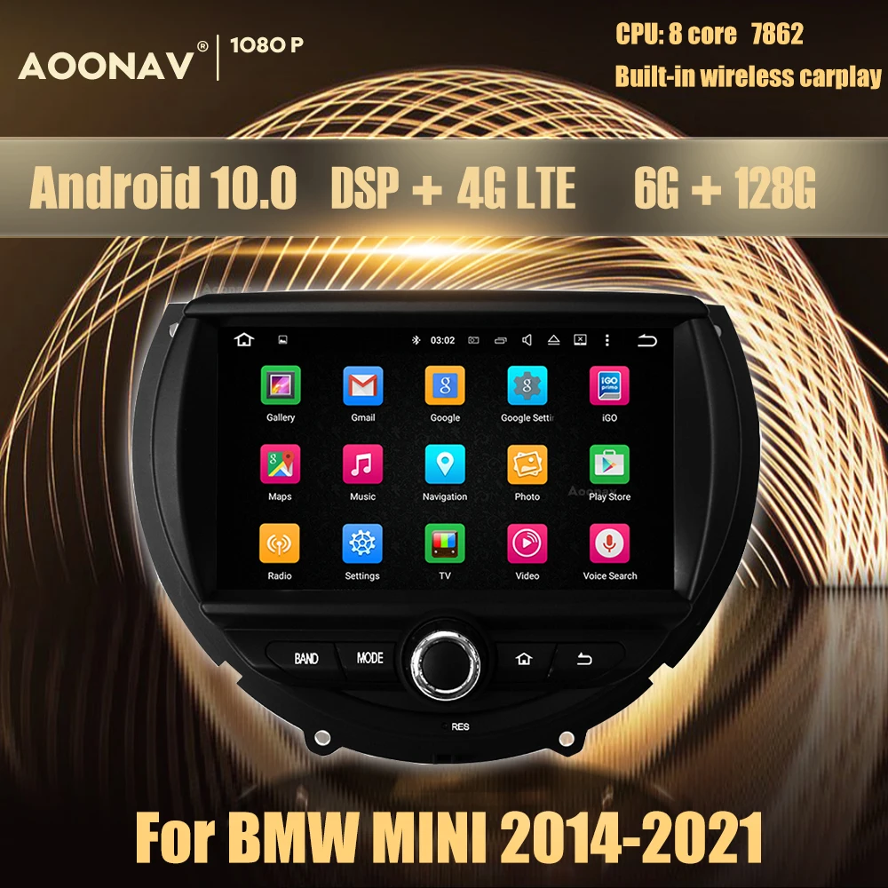 

Автомагнитола 128 ГБ, 2 din, Android, для BMW MINI 2014-2021, автомобильное стерео радио, головное устройство, Qled экран 7862, процессор, встроенный carplay