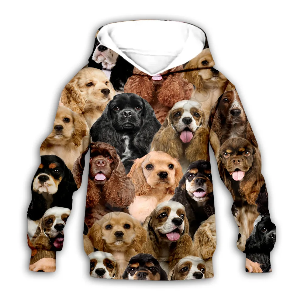 

You Will Have A Bunch Of American Cocker Spaniels Hoodies 3D Printed Kids Sweatshirt Long Sleeve Boy For Girl Funny Pullover 01