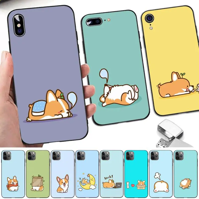 

LVTLV Cute Corgi Phone Case for iPhone 11 12 13 mini pro XS MAX 8 7 6 6S Plus X 5S SE 2020 XR cover