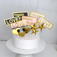 happy birthday cake topper diy baking dessert cake insert decor letter love cupcake topper for wedding birthday party decoration