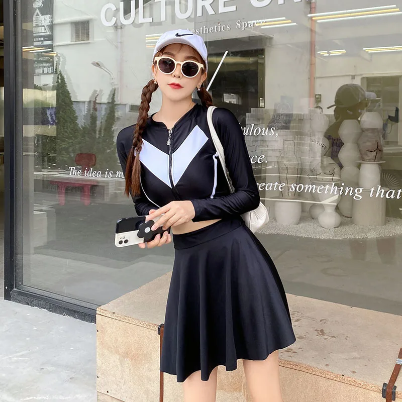 

Купальники с длинным рукавом для женщин, спортивные танкини для девочек, купальник из двух предметов, купальный костюм для серфинга, купаль...