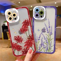 vintage leaves flowers butterfly lavender flowers clear phone cases for iphone 8 7 plus se 2020 12 11 13 pro max x xr xs covers
