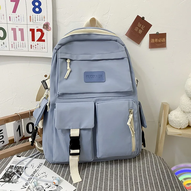 

2022 Women Backpack Large-capacity School Bag Lightweight Simple Waterproof Outdoor Travel Backpack Teen Girls Pockets Backpacks
