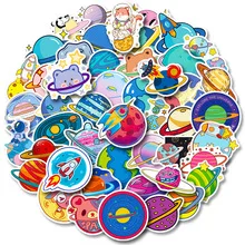 

50 sheets space planet doodle Decorative Stationery Handbook Stickers Scrapbooking DIY Stickers student Diary Album Stick Lable