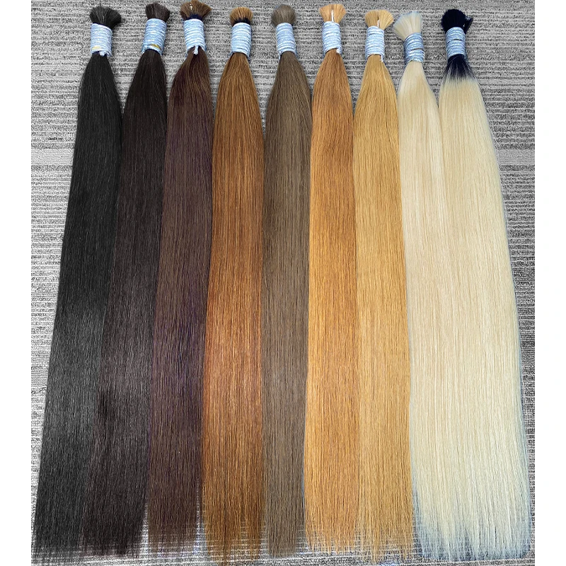 Прямые человеческие волосы 100% для наращивания 50 г 100 объемные плетения без уточка