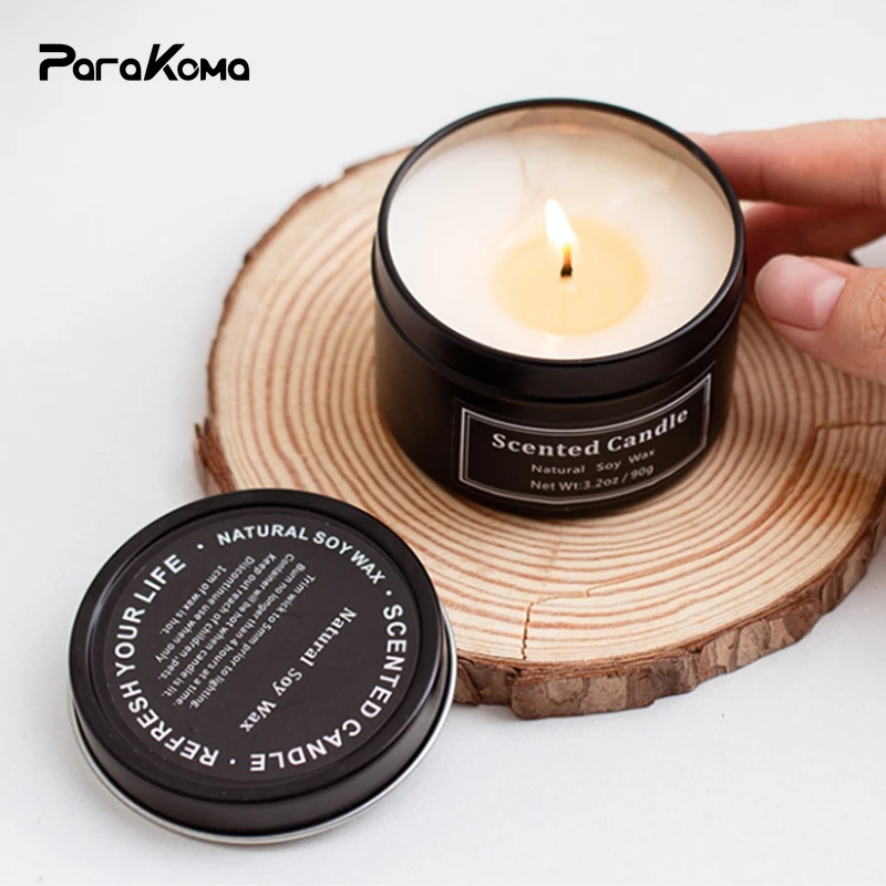 

Ins Simple Black Tin Can Scented Candle Creative Valentine's Day Gift Aromatherapy Candles Christmas Home Decor