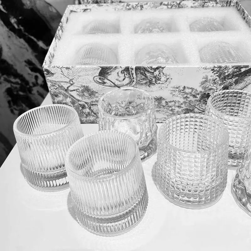 

6PCS/Set Crystal Glass Coffee Cups Europe Home Decor Kitchen Tableware Handcraft Water Tumbler Luxury Wedding Housewarming Gifts