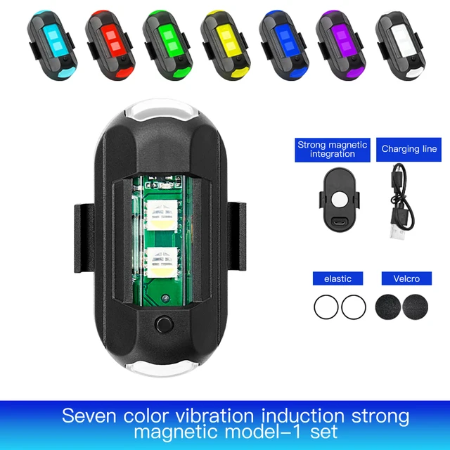 

7 Colors LED Anti-collision Warning Light Magnetic Vibration Sensing Lights For Bicycle Drone Motorcycle Turn Signal Indicator