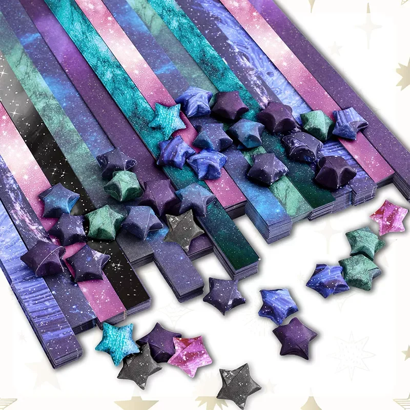 

Outer Space Sky Origami Stars Paper Lucky Kawaii Star 8 Different Designs Decoration Folding Paper for Origami Arts Crafting