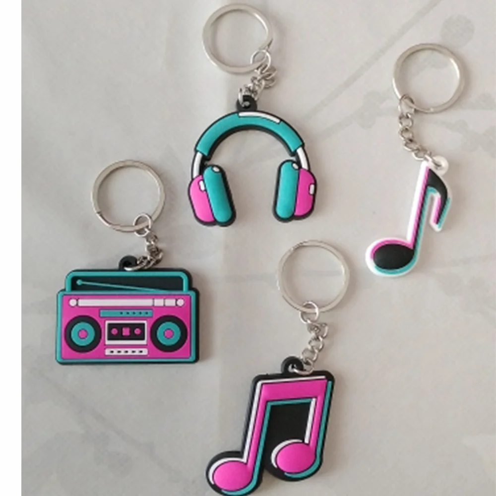 

8pcs/Pack Musical Party Keychain Kids Birthday Favors Gifts 80S 90S Disco Music Notes Props Girl Birthday Decorations Supplies