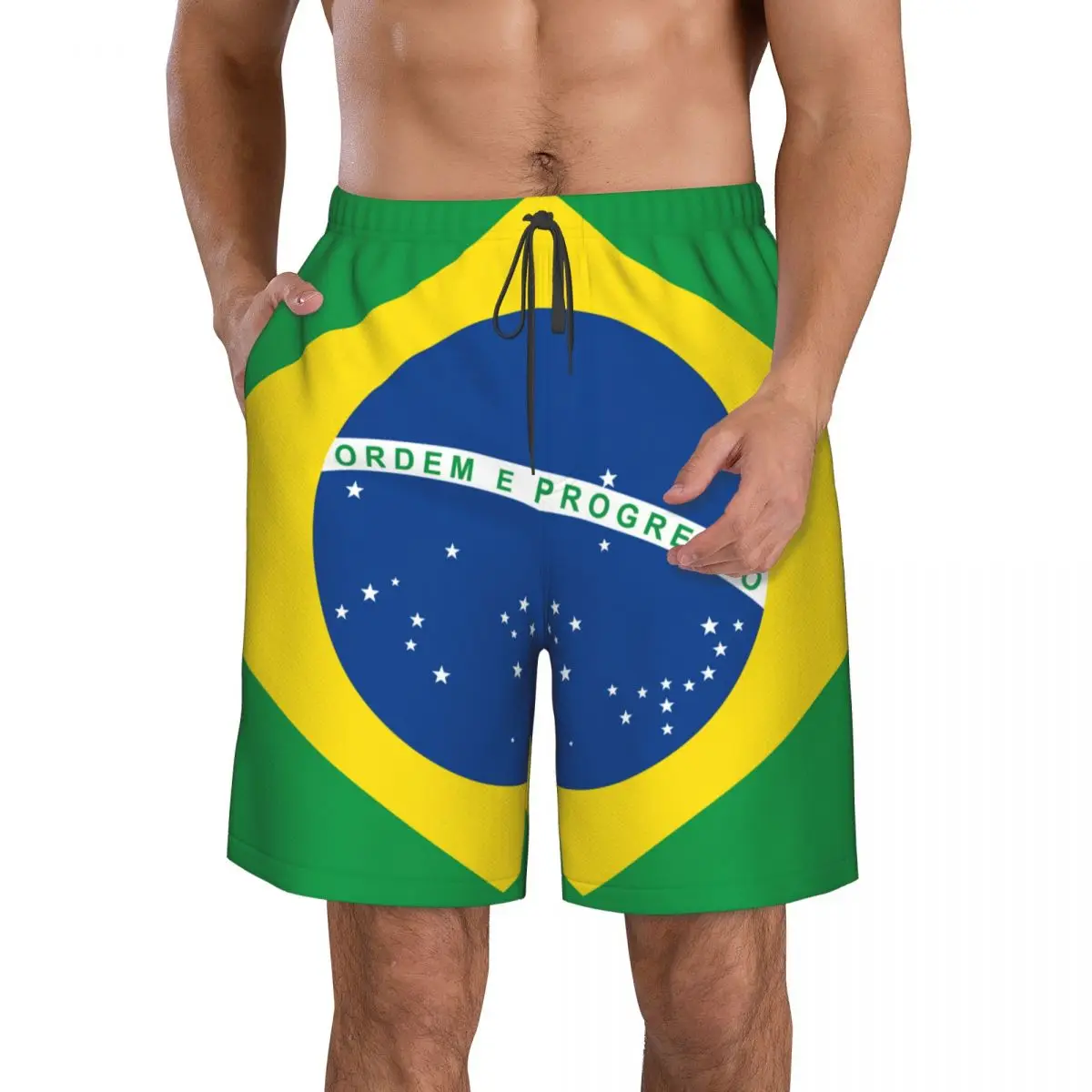 

Шорты мужские спортивные для бега, фитнеса, пляжа, баскетбола, бега, свободные короткие штаны с флагом Бразилии