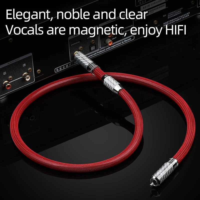 Фото Коаксиальный кабель ATAUDIO HiFi 6N из стерлингового серебра RCA 75 Ом для сабвуфера, домашнего кинотеатра, цифровой коаксиальный аудиокабель RCA (штекер-штекер)