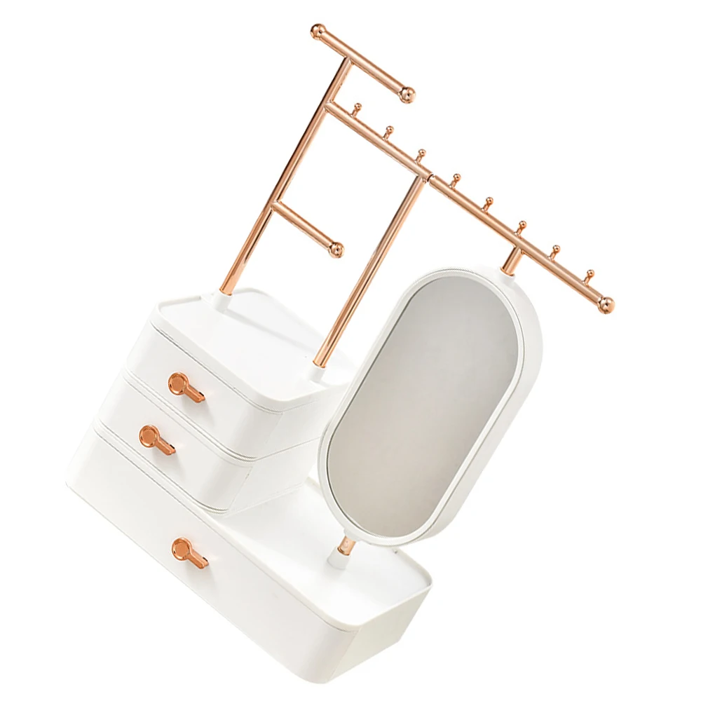 

Шкатулка для хранения ювелирных изделий, многослойный Настольный органайзер для косметики в ванную комнату, с подставкой и зеркальным покрытием высокой четкости