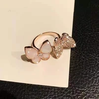 2022 new rhinestone woman ring butterfly open index finger fashion golden girl luxury party stainless steel color jewelry