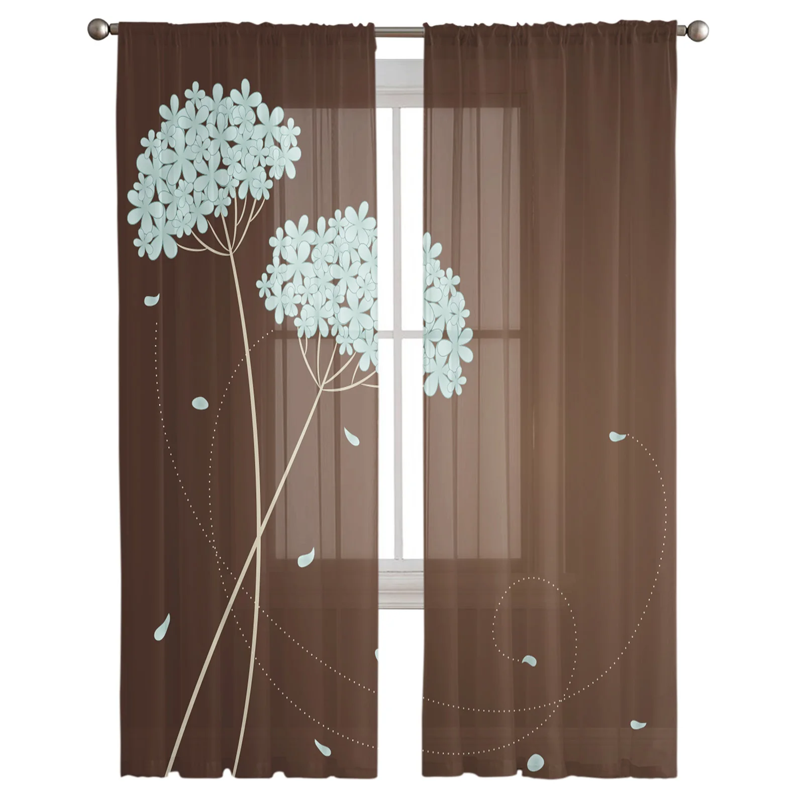 Голубые Одуванчики прозрачные Занавески для гостиной вуаль окна жалюзи спальни