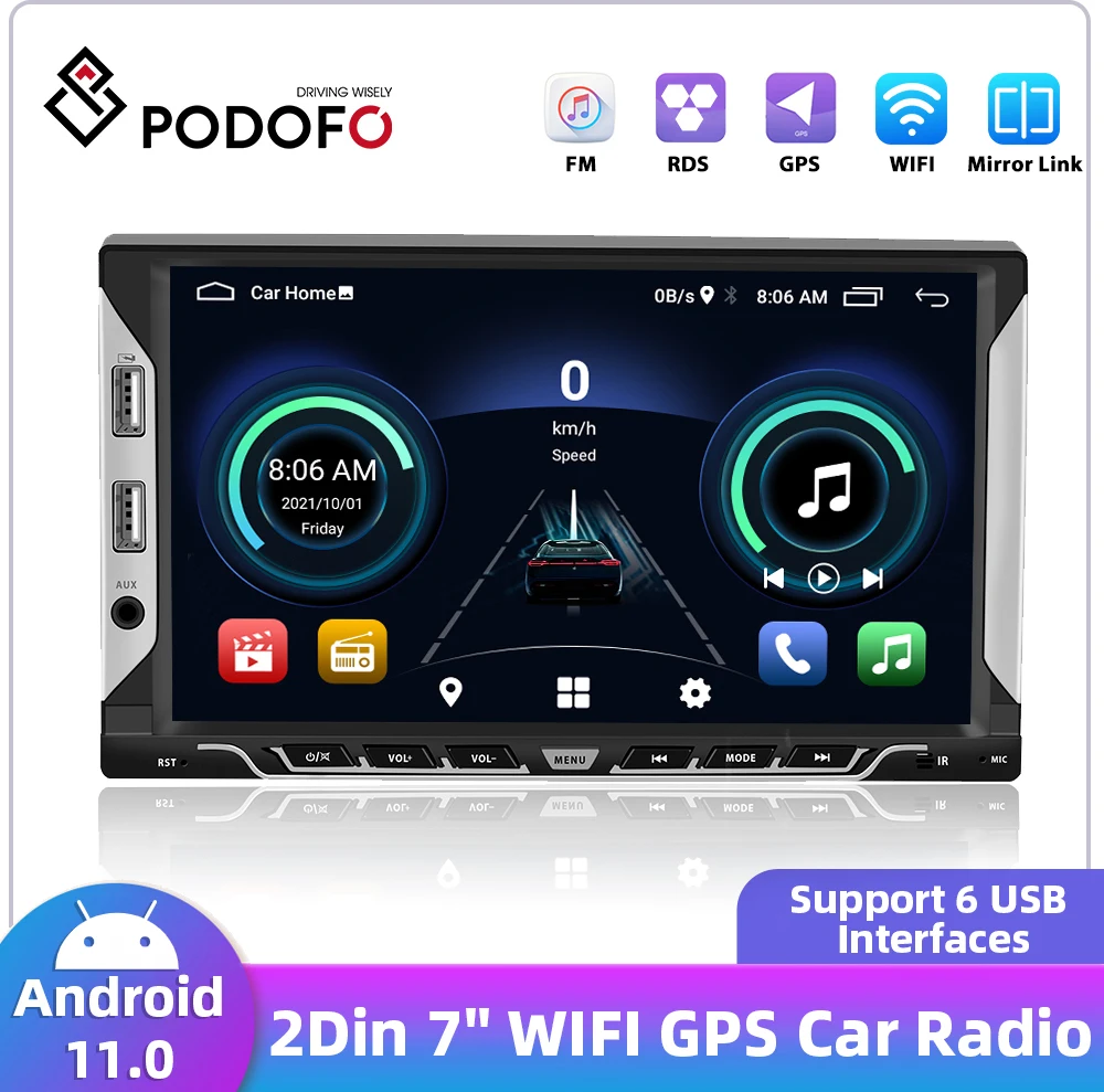 

Podofo 2Din Android11 Car Multimedia Video Player 7'' Auto Stereo GPS WIFI Mirror Link RDS FM Radio For Nissan Toyota Volkswagen