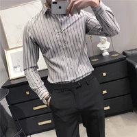 2022 men clothing shirts high quality striped business casual soft dress social long sleeve shirts regular fit male shirt s 4xl