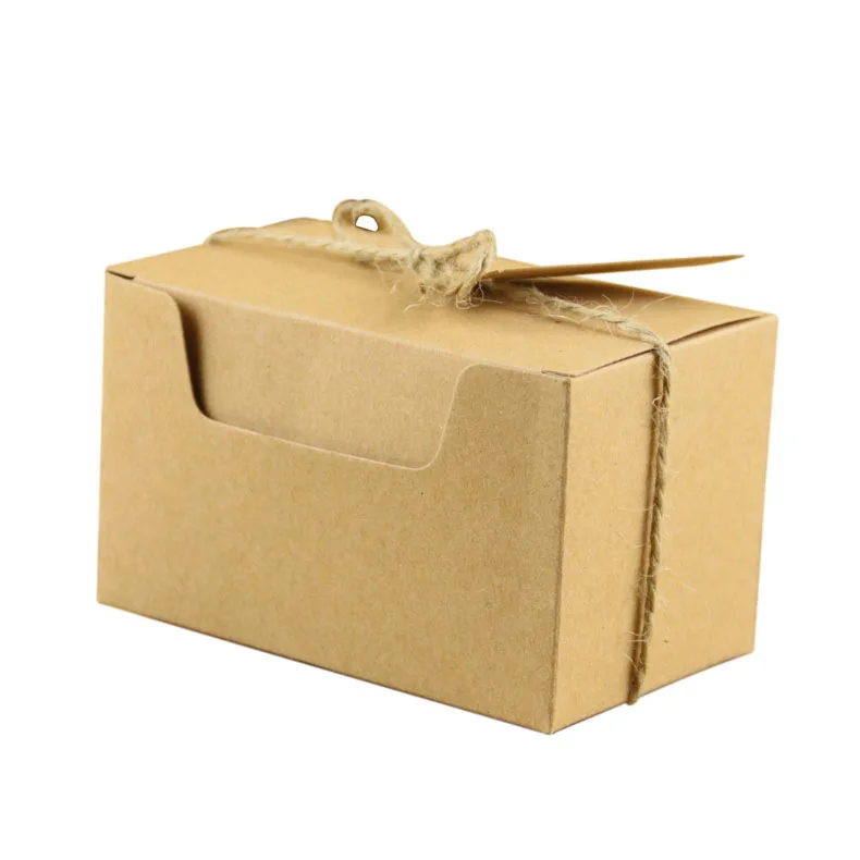 

100/50pcs Kraft Paper Candy Box Packaging Bag Baby Shower Wedding Favors and Gifts Box for Guests Cookies Boxes Party Supply