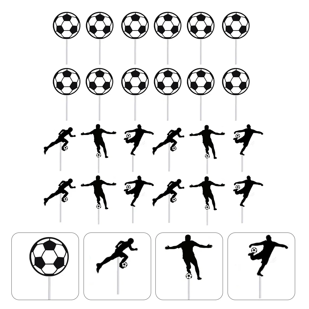 

24pcs Black Soccer Cupcake Toppers Soccer Shape Topper Soccer Party Topper