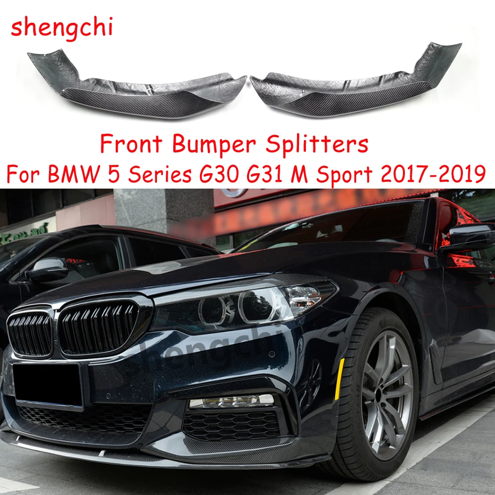 

Разветвители для переднего бампера G30 из углеродного волокна для BMW 5 Series G30 G31 520i 530i 540i M Sport, передний бампер, верхний боковой разветвитель