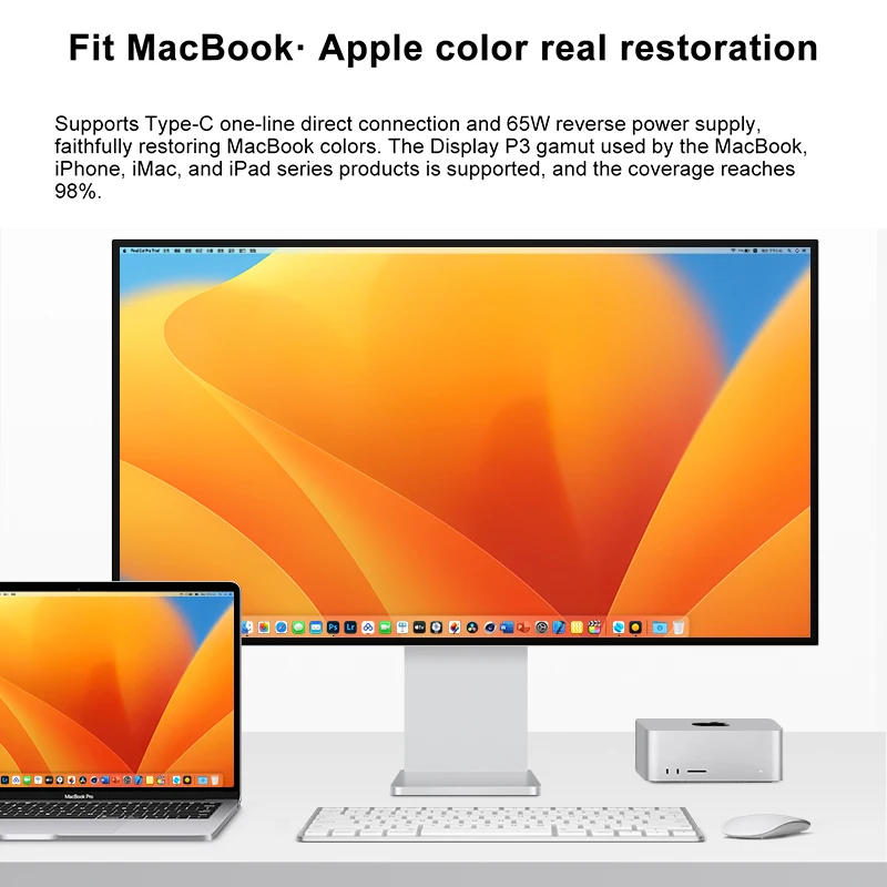 Фото 32-дюймовый LED-монитор 4K 3840*2160 с HDR10, 60 Гц, USB-C для Mac, 100 Вт, HDR10, 139 PPI, матовый экран, Kuycon P32UB, безрамочный дизайн №4